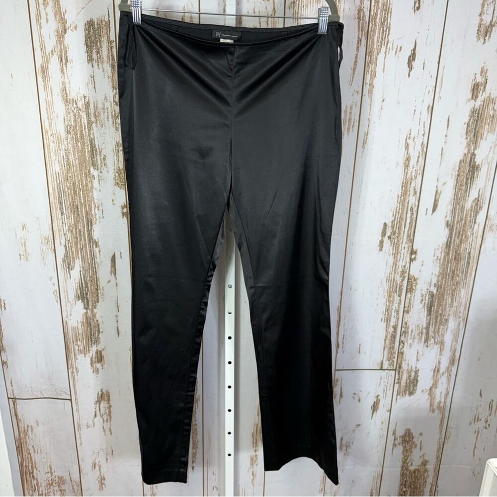 INC International Concepts Sleek Satin Black Flare Pants. Size 14.